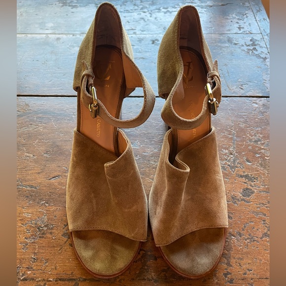 Vince Camuto Signature Suede Block Heels with Strap - Picture 2 of 9